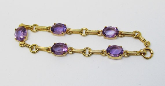 Amethyst and 14Kt Yellow Gold Bracelet (834) - image 2