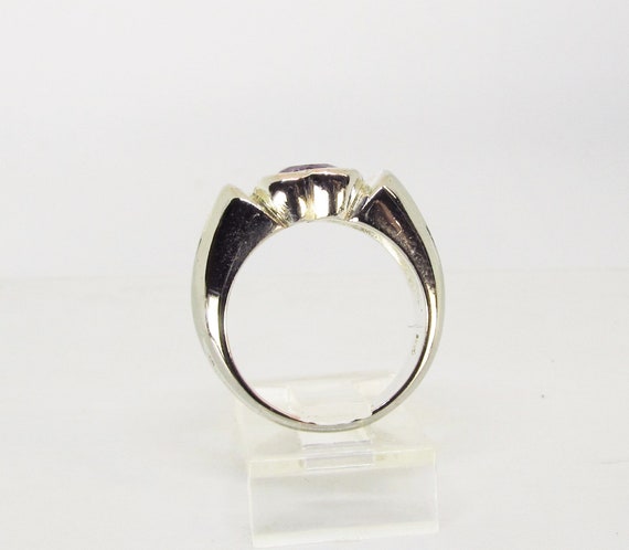 Heart Shaped Amethyst Ring, Sterling Silver (E) View 3