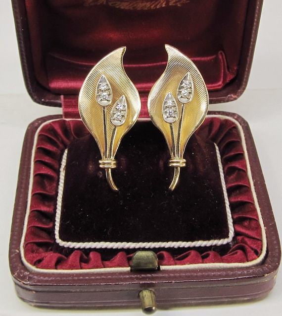 14Kt Gold and Diamond Lily of the Valley Earrings… - image 1