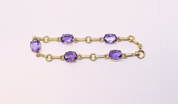 Amethyst and 14Kt Yellow Gold Bracelet (834) - image 4