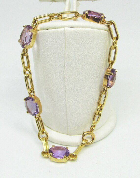 Amethyst and 14Kt Yellow Gold Bracelet (834) - image 3