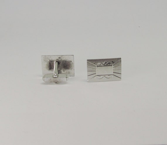 Sterling Silver Rectangular Cufflinks (E) - image 2