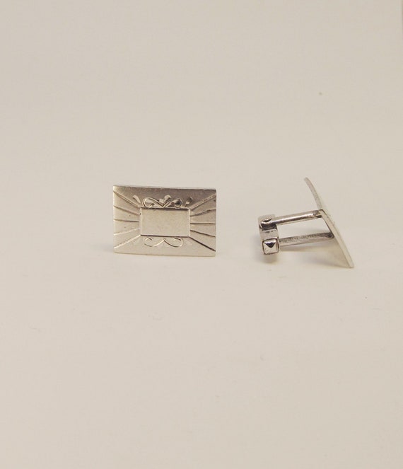 Sterling Silver Rectangular Cufflinks (E) - image 3