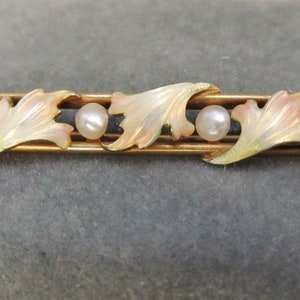 Art Nouveau Enameled 14Kt Gold Pin 823 image 1