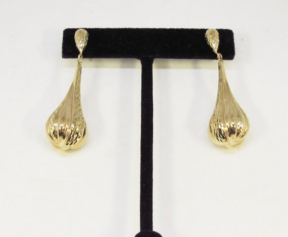 14Kt Yellow Gold Hanging Fluted Earrings (1100) - image 3