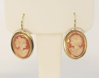 Shell Cameo Earrings 14Kt Gold from Italy (1210)