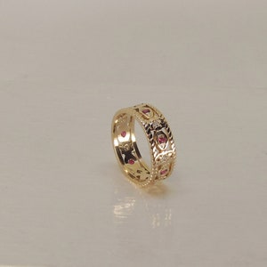 Diamond and Ruby Retro Band 14Kt Gold 1141 image 3