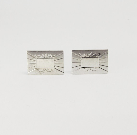 Sterling Silver Rectangular Cufflinks (E) - image 1