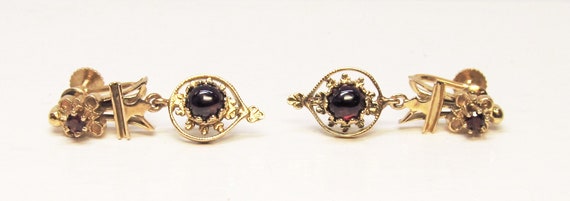 Garnet Earrings 14Kt Gold Victorian Revival (1068) - image 5