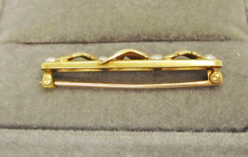 Art Nouveau Enameled 14Kt Gold Pin 823 image 3