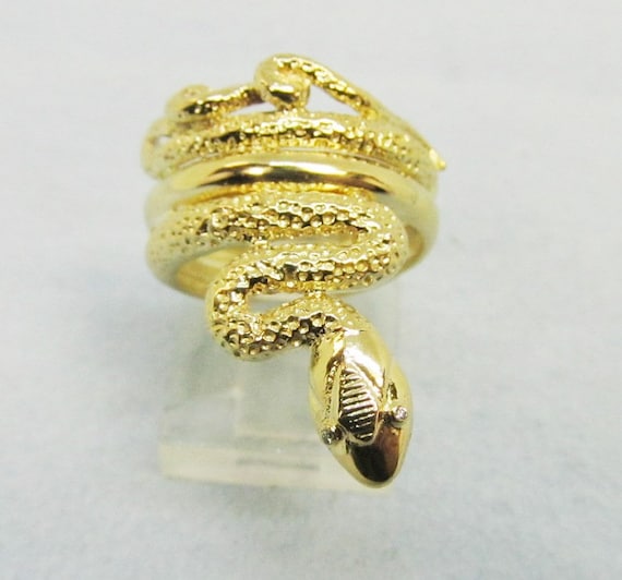 Snake Ring 18Kt Yellow Gold with Diamond Eyes (826)