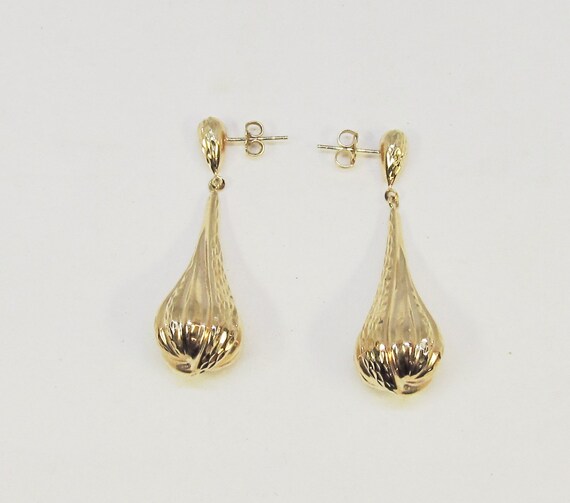 14Kt Yellow Gold Hanging Fluted Earrings (1100) - image 4
