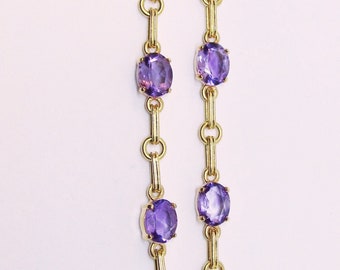 Amethyst and 14Kt Yellow Gold Bracelet (834)