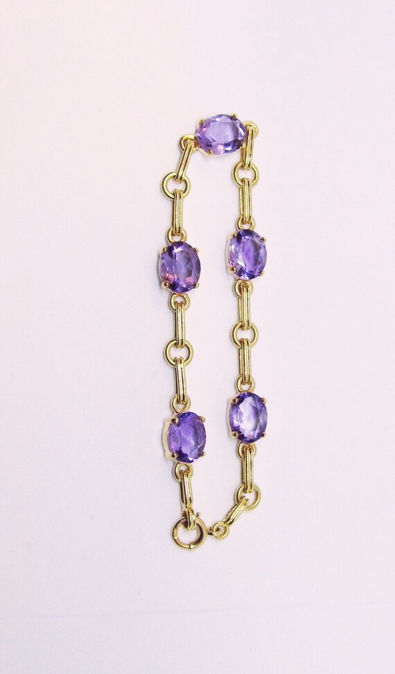 Amethyst and 14Kt Yellow Gold Bracelet (834) - image 5