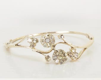 Victorian Rose Diamond Bangle Bracelet 10Kt Gold (1029)