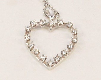 Diamond Heart 14Kt White Gold Open Heart (1103)