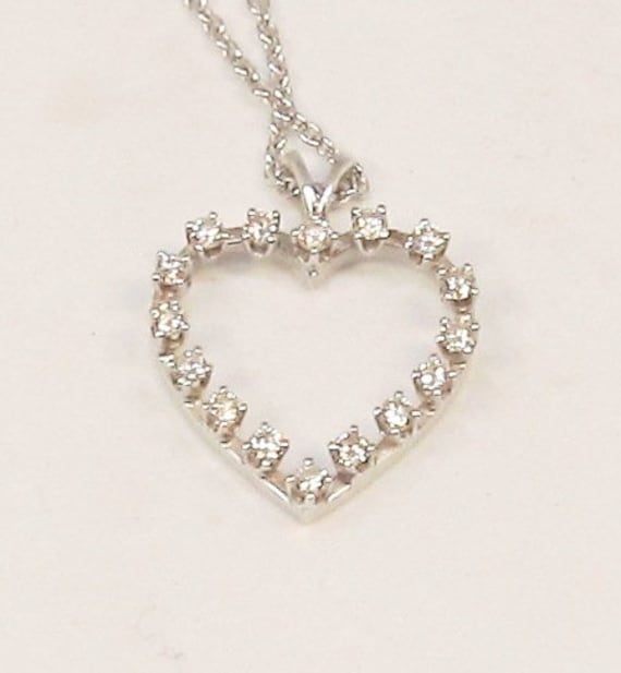 Diamond Heart 14Kt White Gold Open Heart (1103)