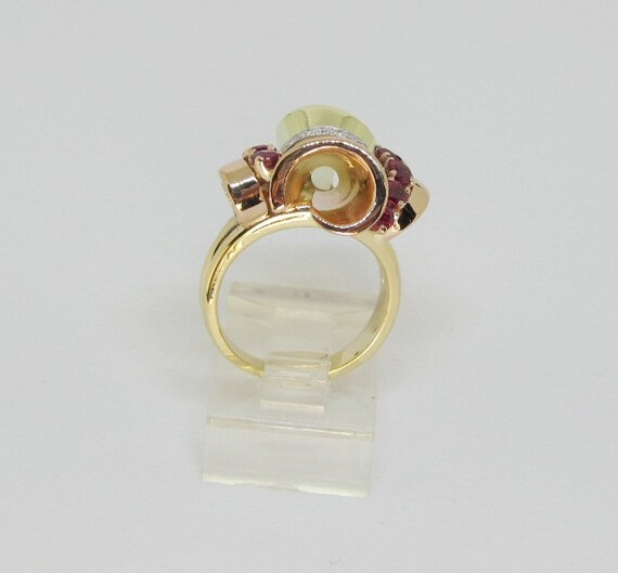 14Kt Multi Color Gold Ruby and Diamond Retro Ring… - image 4