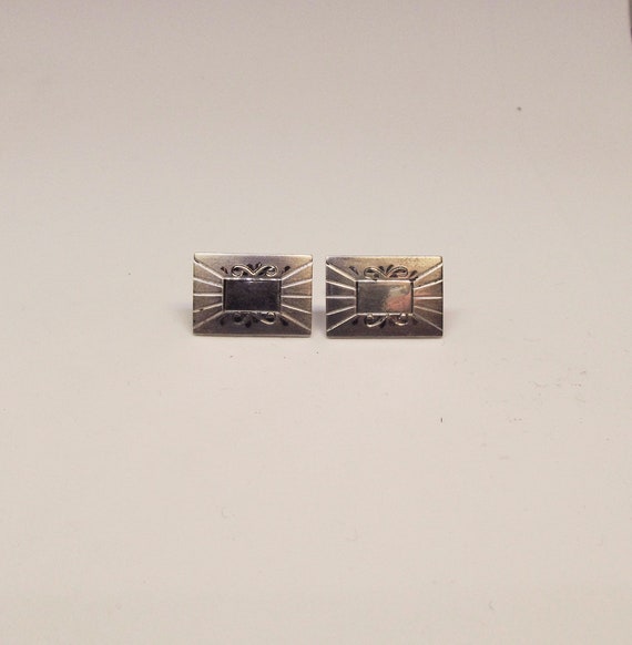 Sterling Silver Rectangular Cufflinks (E) - image 4