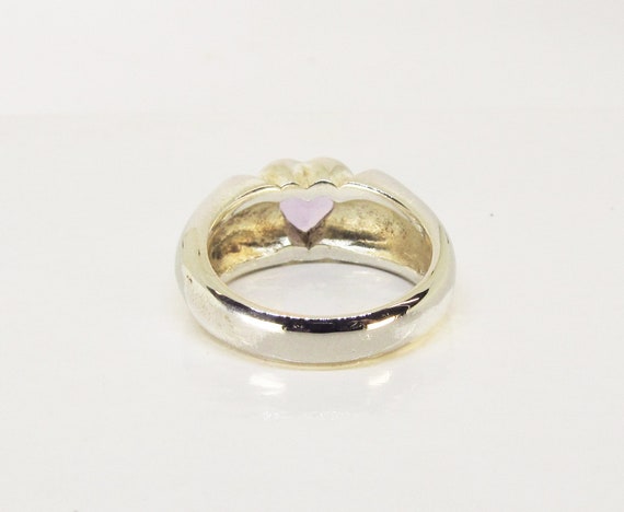 Heart Shaped Amethyst Ring, Sterling Silver (E) View 5