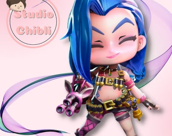 Jinx chibi figure 3D League of legends handmade fullpainted fanart