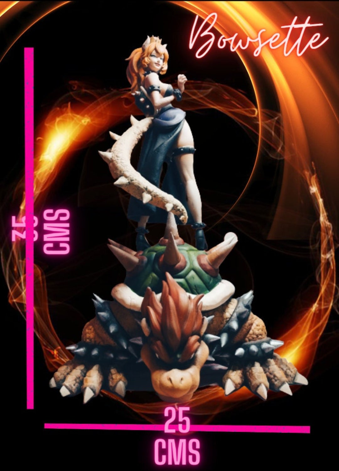 Bowsette Figure 3D Print, Handpainted, Decor for Home or Office