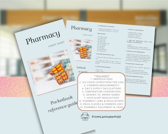 Pharmacy technician cheat sheet brochure