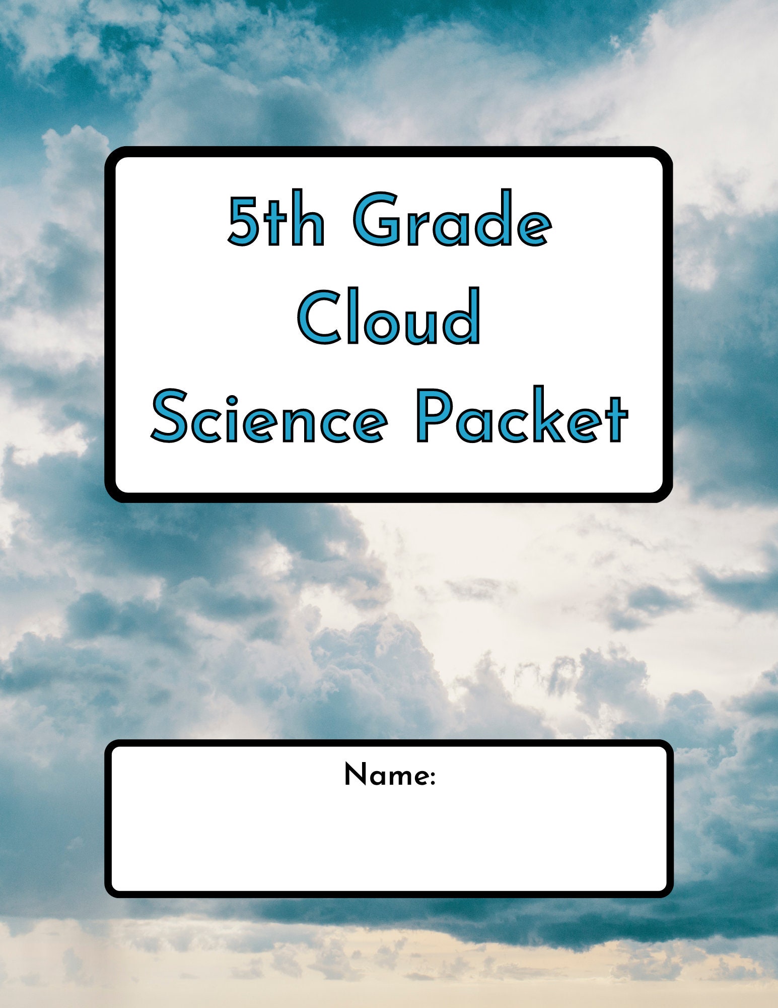 Cloud Study Packet Quiz Guide 5th Grade - Etsy