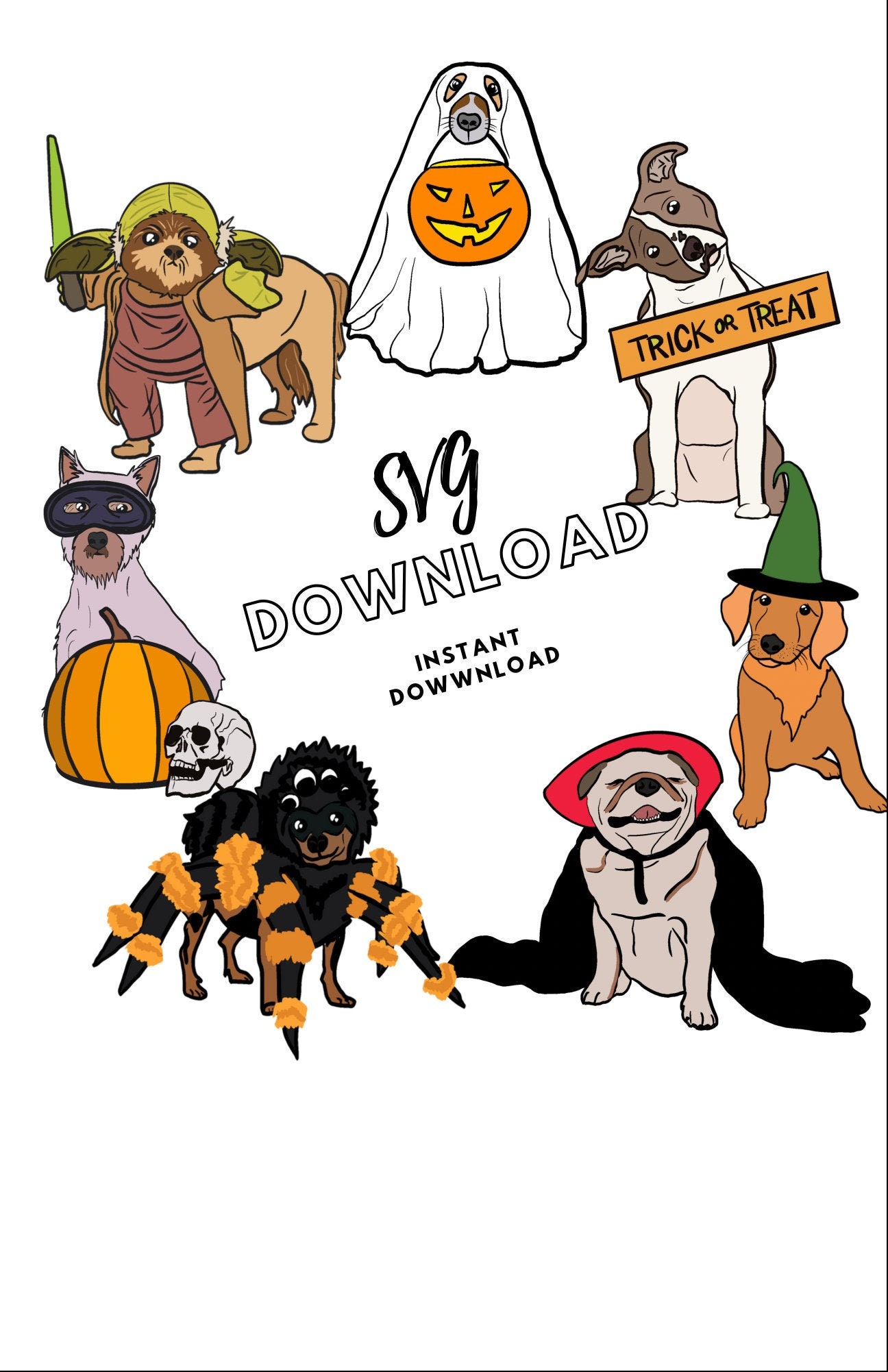 Halloween dog dogs svg instant download | Etsy