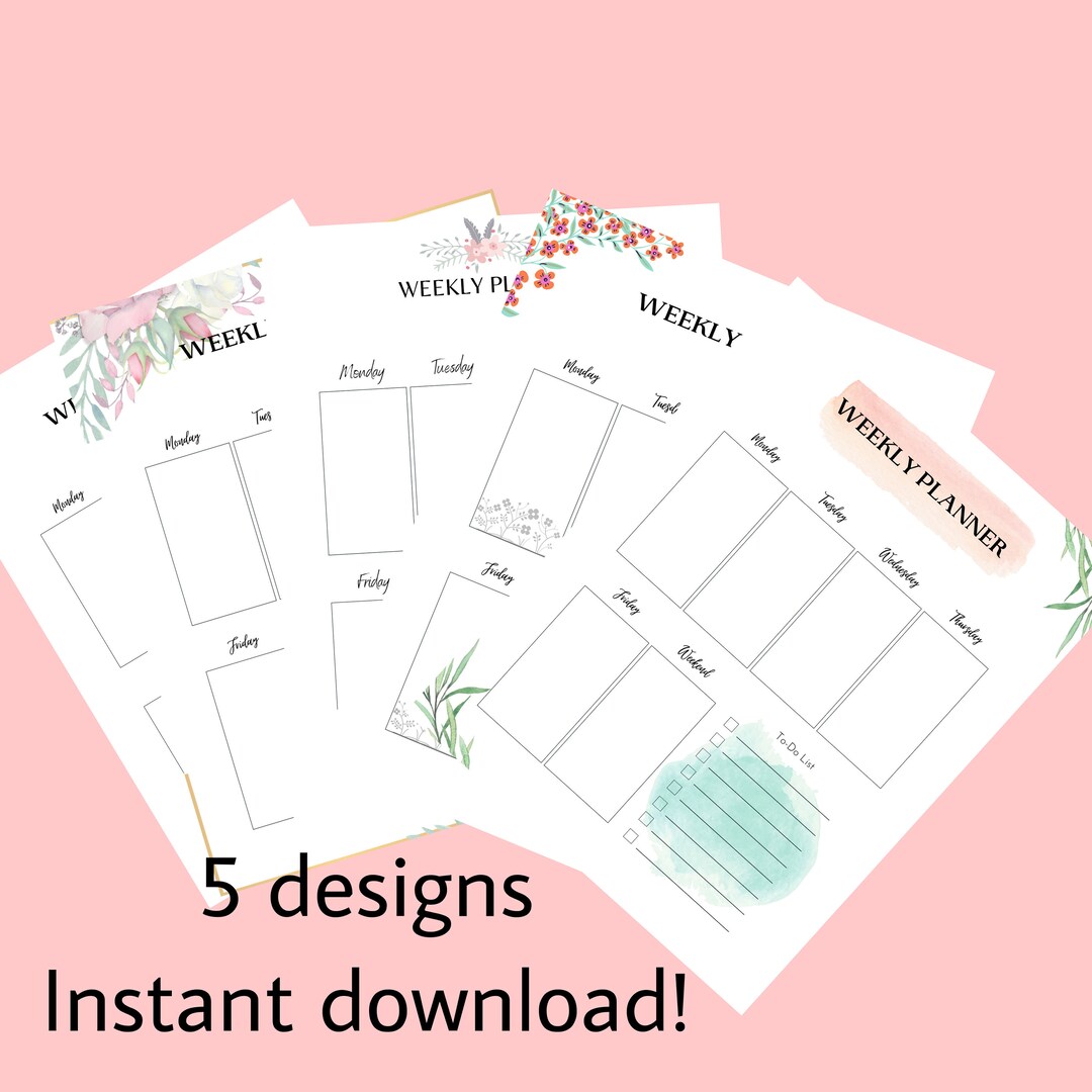 Simple weekly planner printable etsy