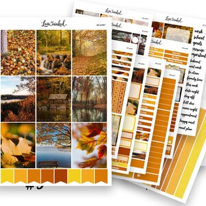 Verticale plannerstickers voor Erin Condren || Luxe plannerstickers voor fotoweekpakket 'Herfstbladeren'