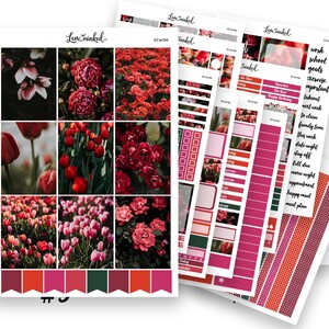 Verticale plannerstickers voor Erin Condren || Weekplannerstickers "Rode tulp" luxe weekpakket
