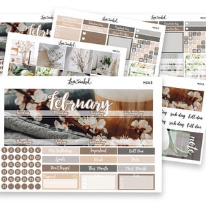 Februar Monatliches Sticker Kit für Erin Condren | Blumen Blühende Vertikale Planer Aufkleber | Erin Condren Kit | 7 x 9 Monats Sticker Kit
