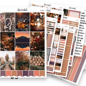Pegatinas de planificador vertical para Erin Condren // Kit de pegatinas de planificador semanal de lujo con fotografía «Autumn Dusk»