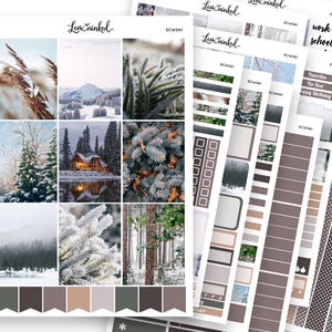 Stickers pour agenda vertical pour Erin Condren || Kit hebdomadaire d'autocollants photo de luxe « Snowy Winter »