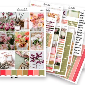 Adesivos de planejador vertical para Erin Condren || "Vivid Bouquet" Kit de fotos semanais deluxe Adesivos de planejador