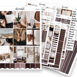 Verticale plannerstickers voor Erin Condren || "Elegante huisesthetiek" luxe weekplannerstickers fotopakket