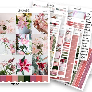 Adesivi per planner verticale per Erin Condren // Adesivi per planner settimanale deluxe "Beautiful Lily"