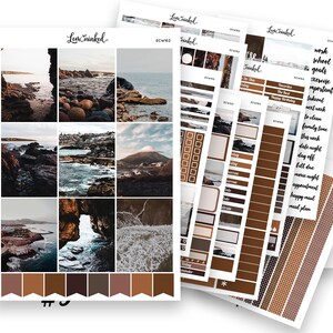 Pegatinas de planificador vertical para Erin Condren // Pegatinas de planificador de kit fotográfico semanal de lujo "Rocks By The Sea"