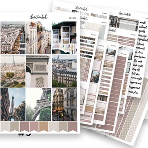 Naklejki do pionowego planera dla Erin Condren || Naklejki do tygodniowego planera „Dreams in Paris“ Deluxe Photo Weekly Kit