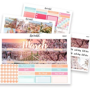 März Monthly Sticker Kit für Erin Condren | Regenbogen März Vertikale Planer Aufkleber | Erin Condren Kit | 7 x 9 Monats Sticker Kit