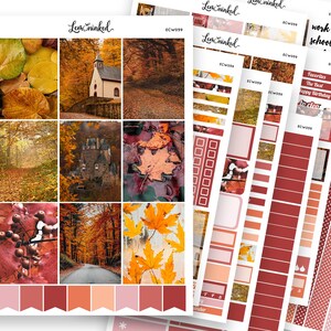 Adesivos de planejador vertical para Erin Condren || Kit de fotos semanais deluxe "Autumn Fallen Leaves" Adesivos de planejador