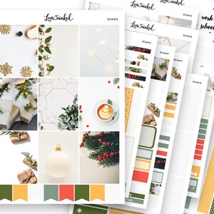 Stickers pour agenda vertical pour Erin Condren || Kit hebdomadaire d'autocollants photo de luxe « Christmas Vibe » pour agenda