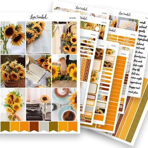 Verticale plannerstickers voor Erin Condren || Weekplannerstickers "De zonnebloemen" luxe weekpakket