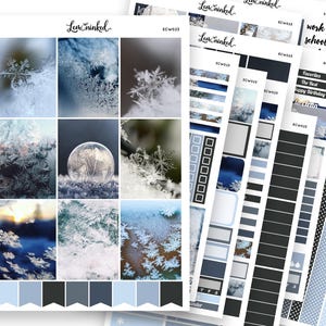 Stickers pour agenda vertical pour Erin Condren || Kit hebdomadaire d'autocollants photo de luxe « Snowy Winter »