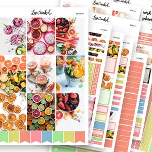 Verticale plannerstickers voor Erin Condren || ”Kleurrijk fruit” luxe weekplannerstickers fotopakket