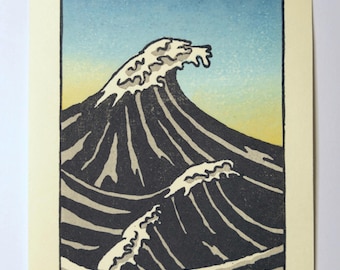 Woodblock Print - "Waves off of Nova" - Japanese Ukiyoe Art - Mokuhanga Print