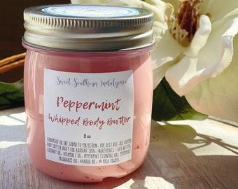 Peppermint Whipped Body Butter Peppermint Essential Oil Mother's Day Gift  Spa Gift Self Care Body Butter Wholesale Body Butter Bulk