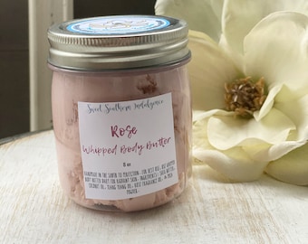 Rose Body Butter Floral Skin Care Rose Fragrance Body Butter Whipped Body Butter Gift for Her Spa Gift Skin Care Mother's Day Gift