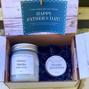 VADERDAG CADEAU Set Cherry Smoke Scrub Fireside Baard Balsem Huidverzorging Heren Spa Gift Baard Balsem Exfoliant Heren Huidverzorging Vader Gift Set
